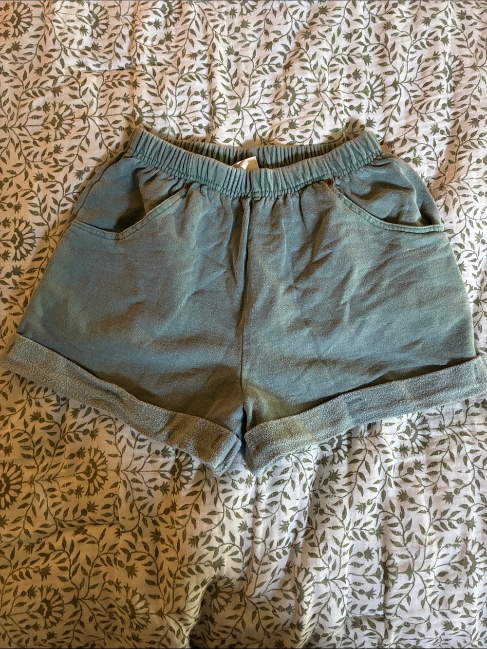 Moda International Sage Green Rolled-Hem Athletic Shorts